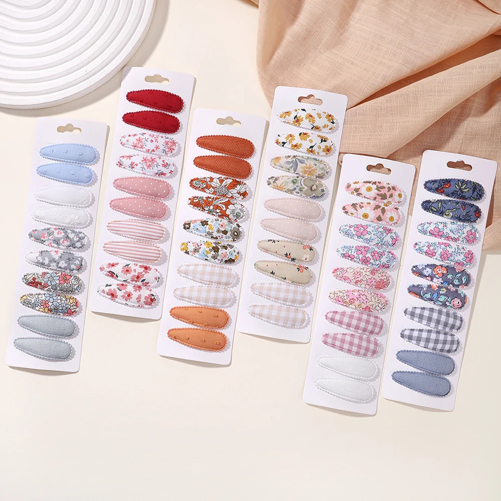 6/10Pcs Fashion Print Hairclips with Paper Jam Girl Waterdrop Broken Hair BB Clip Handmade Hairpin Headwear Kid Hair Accessories