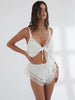 Sexy Lace Pyjamas Sets 2 Pieces Suits Women Fashion Spaghetti Sheath Sleeveless V-Neck Tracksuits(Tops+Shorts)Bodycone Female