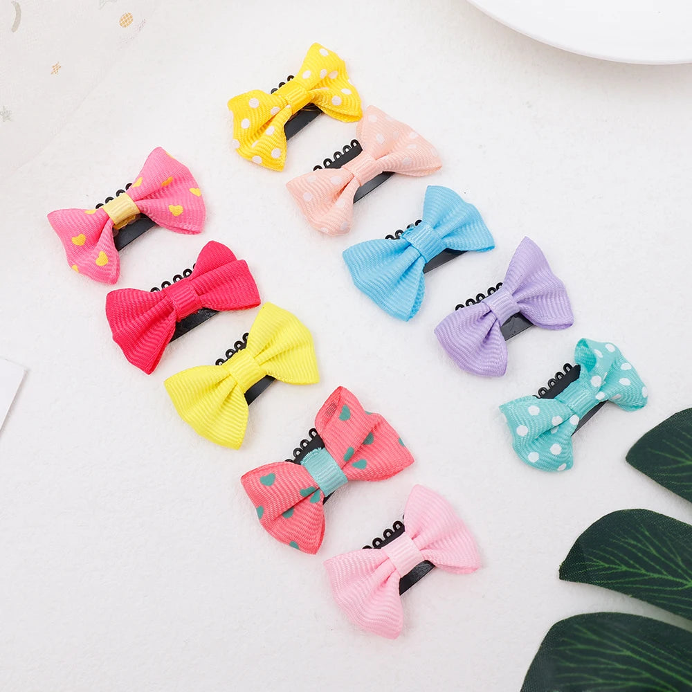 10-50Pcs/lot Candy Color Baby Mini Bow Hair Clips Safety Hair Pins Barrettes for Children Girls Kids Ribbon Hair Accessories