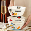 Kawaii Disney Anime Hobby Mickey Mouse Donald Duck Cartoon Ceramic Ramen Bowl Home Large Bamboo Hat Bowl