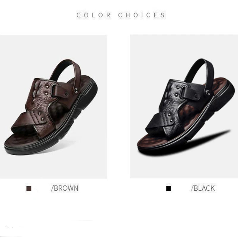 Big Size Men Leather Sandals Summer Classic Men Shoes Slippers Soft Sandals Men Roman Comfortable Outdoor Walking Footwear