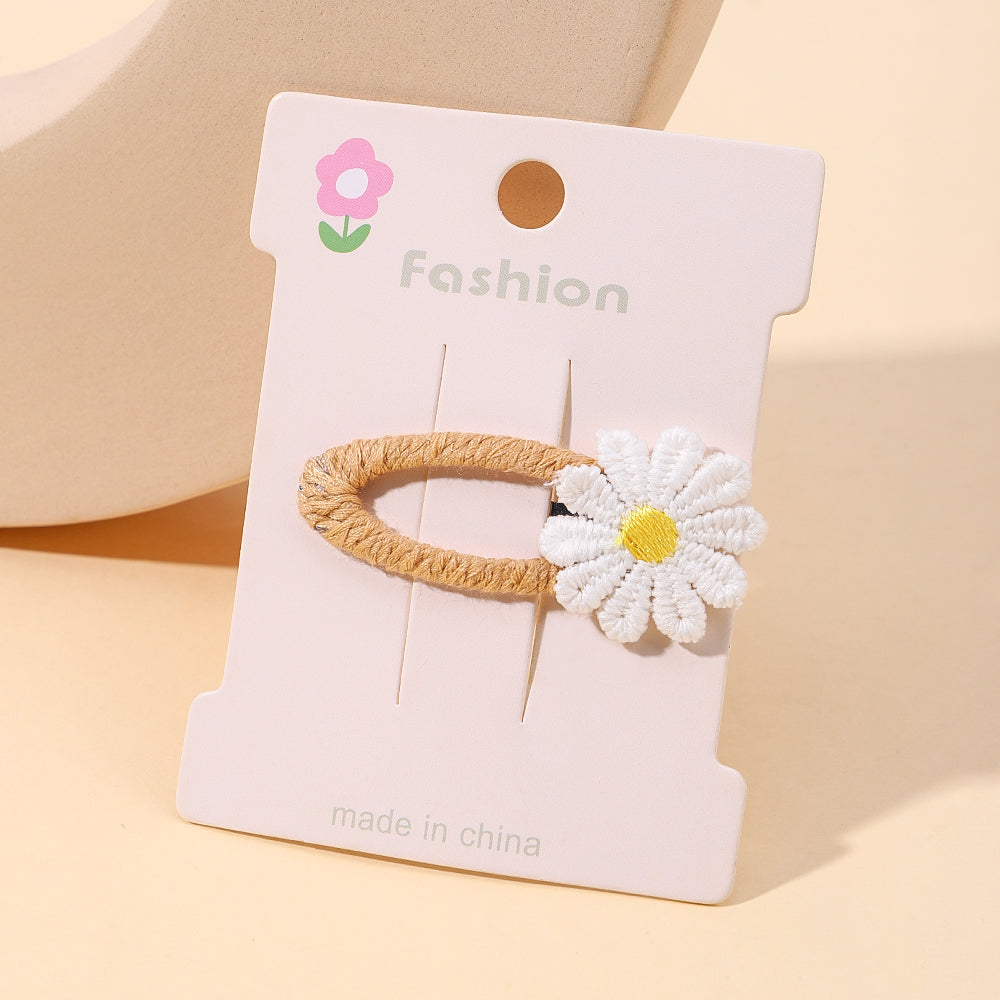 5/2/1/pcs Ins Daisy Flower Hair Clips Baby Girl Hairpins for Kids Lace White Barette Princess Hooks Infant Accessories Korean