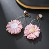 Fashion Pink Flower Long Clip on Earrings 2023 Designs Bohemia Handmade Petal Ear Clips for Women Gift