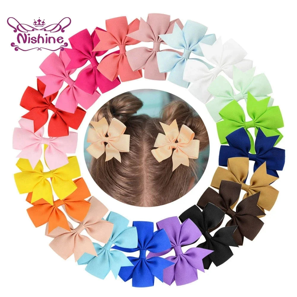 10pcs/lot Baby Girls Hair Bows Hairpins 3.2" Grosgrain Ribbon Pinwheel Toddler Clips Children Kids Accessories Gifts Photo Props