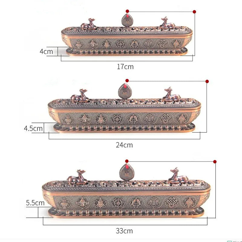 The Antique Metal Incense Burner Handmade Zen Buddhist Tearoom Ornament for Home Decor Incense Sticks Holder