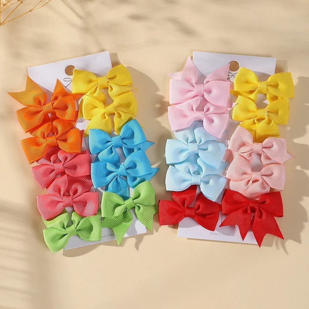 10Pcs/Set Cheer Bow Solid Ribbon Hair Clips Pin for Girl Handmade Bows Hairpin Barrettes Children Headwear Kids Hair Accessories