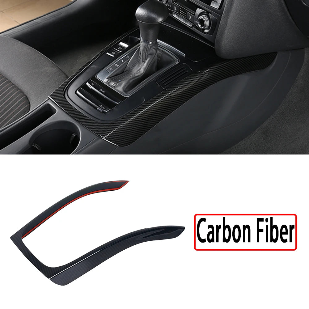 For  Audi A4 B8 A5 2009-2016 Carbon Fiber Look Center Interior Console Gear Shift Frame Decoration Cover Trim Car Accessories