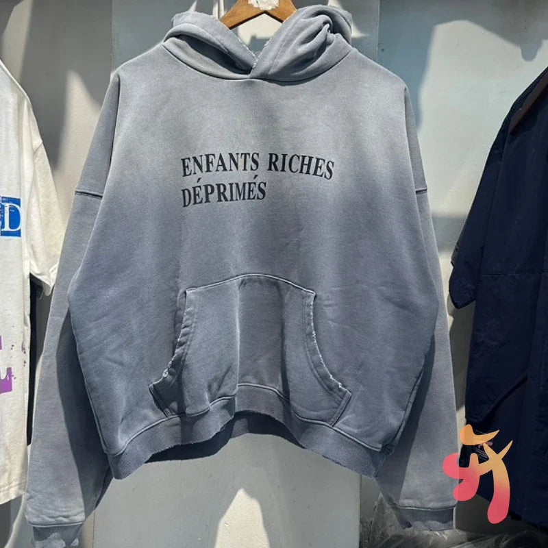 Tie Dye Gradient Wash Enfants Riches Deprimes Hoodies Vintage Street Letter Print  Hooded Sweatshirt Loose Men Women ERD Hoodys