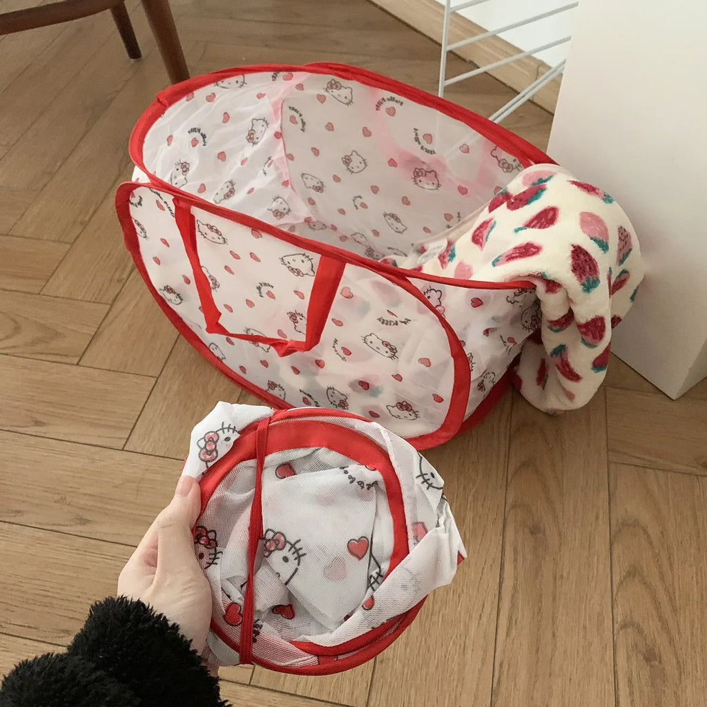 Hello Kitty Foldable Laundry Basket Storage Bag Dirty Clothes Laundry Hamper Cute Sanrio portable Toy Organizer Bag Collapsible