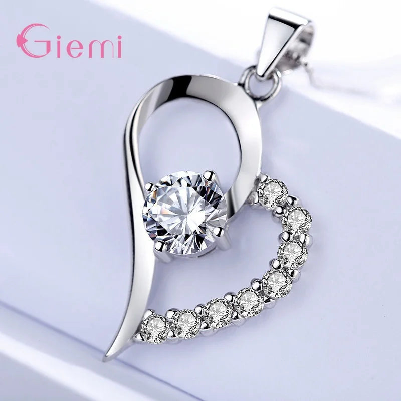 925 Silver New Arrival Multifarious Peach Heart Shape Fashion Wedding Engagement Gift Necklace Earrings Jewelry Sets