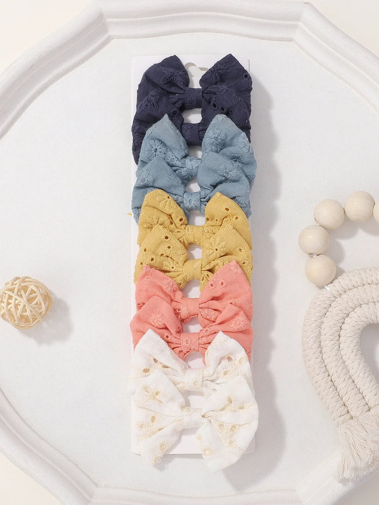 10pcs/set Embroidery Bows Hair Clips Hairpins for Girls Handmade Cotton Barrettes Kids Butterfly Headwear Baby Hair Accessories