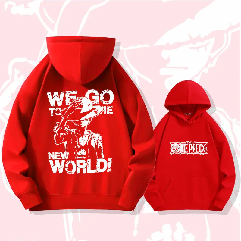 One Piece Luffy Men's Women's Hoodie Autumn Winter Long Sleeves Fleece Warm Sweatshirts Comfortable Oversized Hooded Pullover