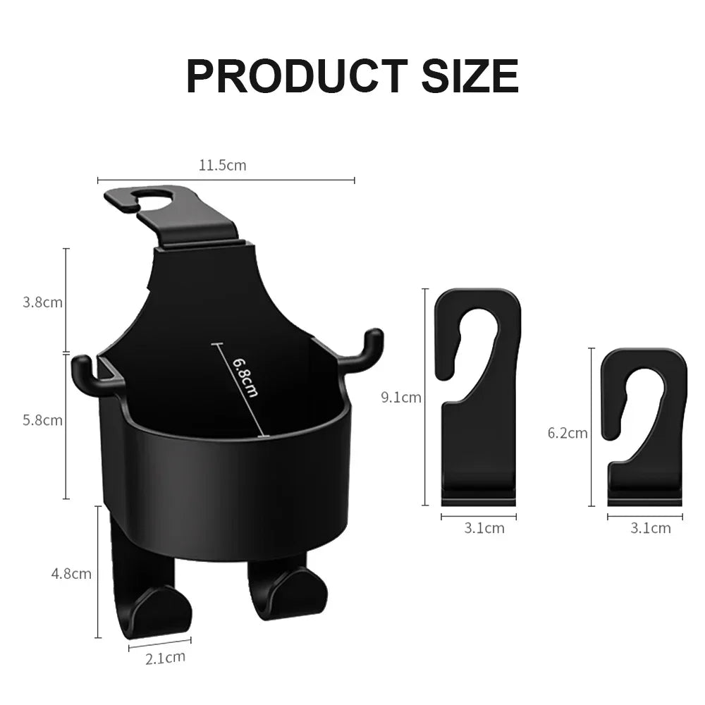 Car Seat Headrest Hook Hanger Storage Organizer Universal with Cup Holder for Handbag Fit Universal Vehicle Car Accessories