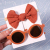 2Pcs/set Kids Summer Round Sunglasses Bows Headband Gift Sets Children Lovely Glasses Protection Hair Accessories for Girls
