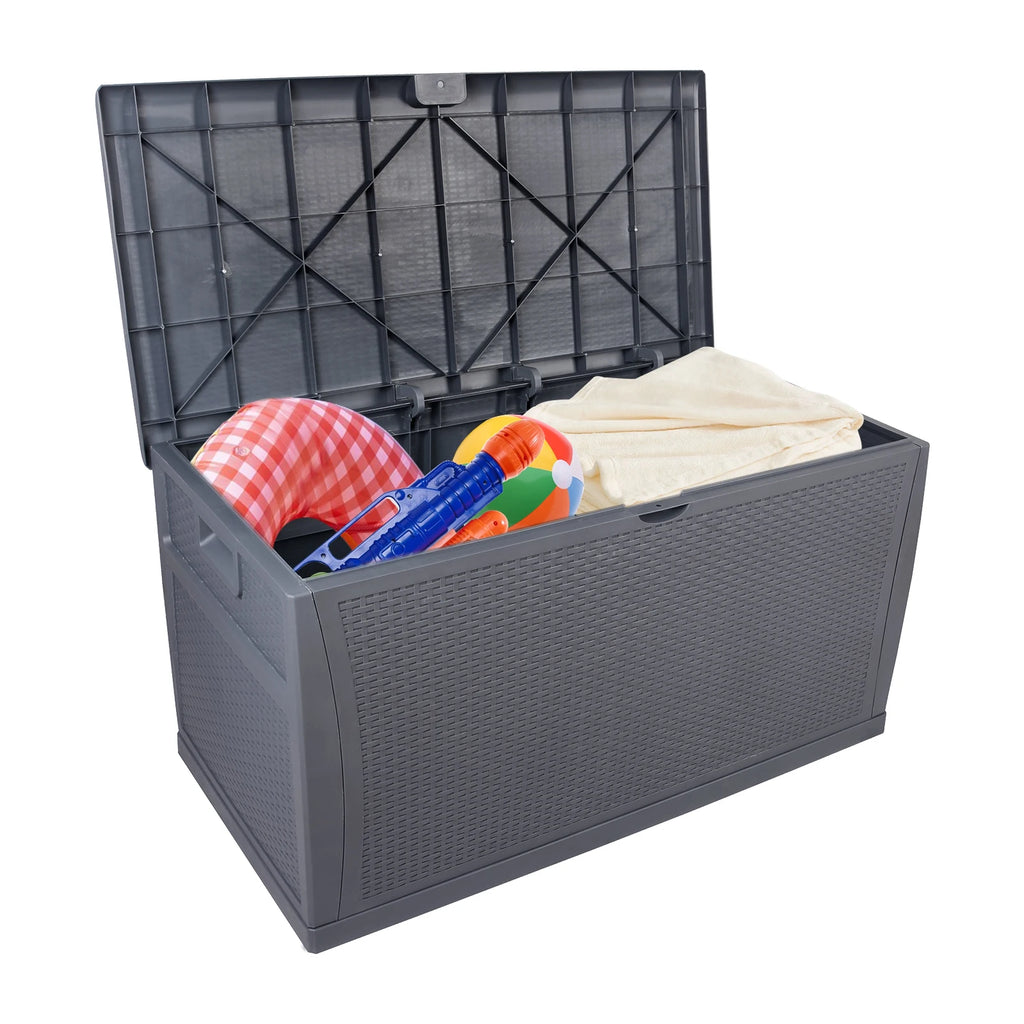 120gal 460L Outdoor Garden Plastic Storage Deck Box Chest Tools Cushions Toys Lockable Seat Waterproof