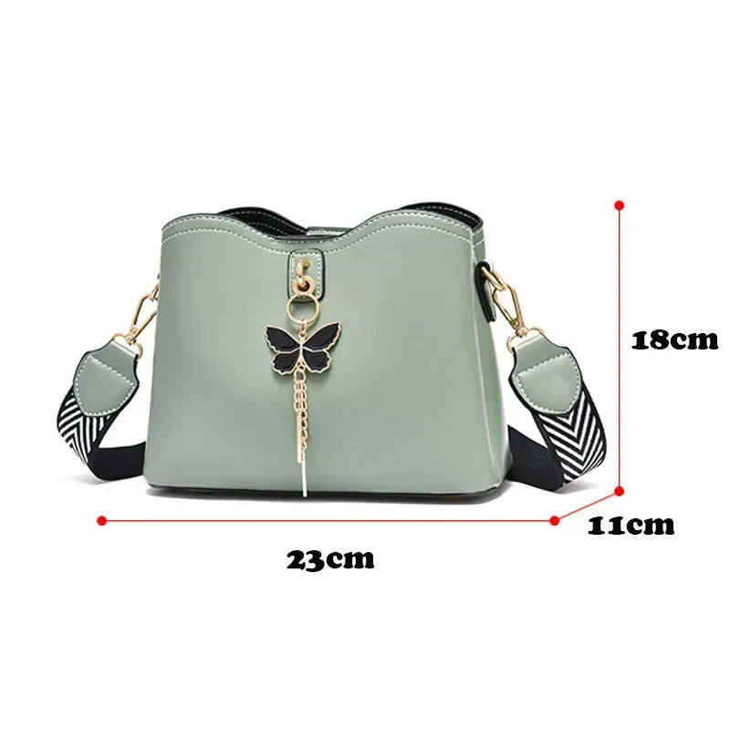 2024 Women White Handbag New Designer Butterfly Tassel PU Leather Messenger Bags Ladies Crossbody Female Tote Shoulder Bag