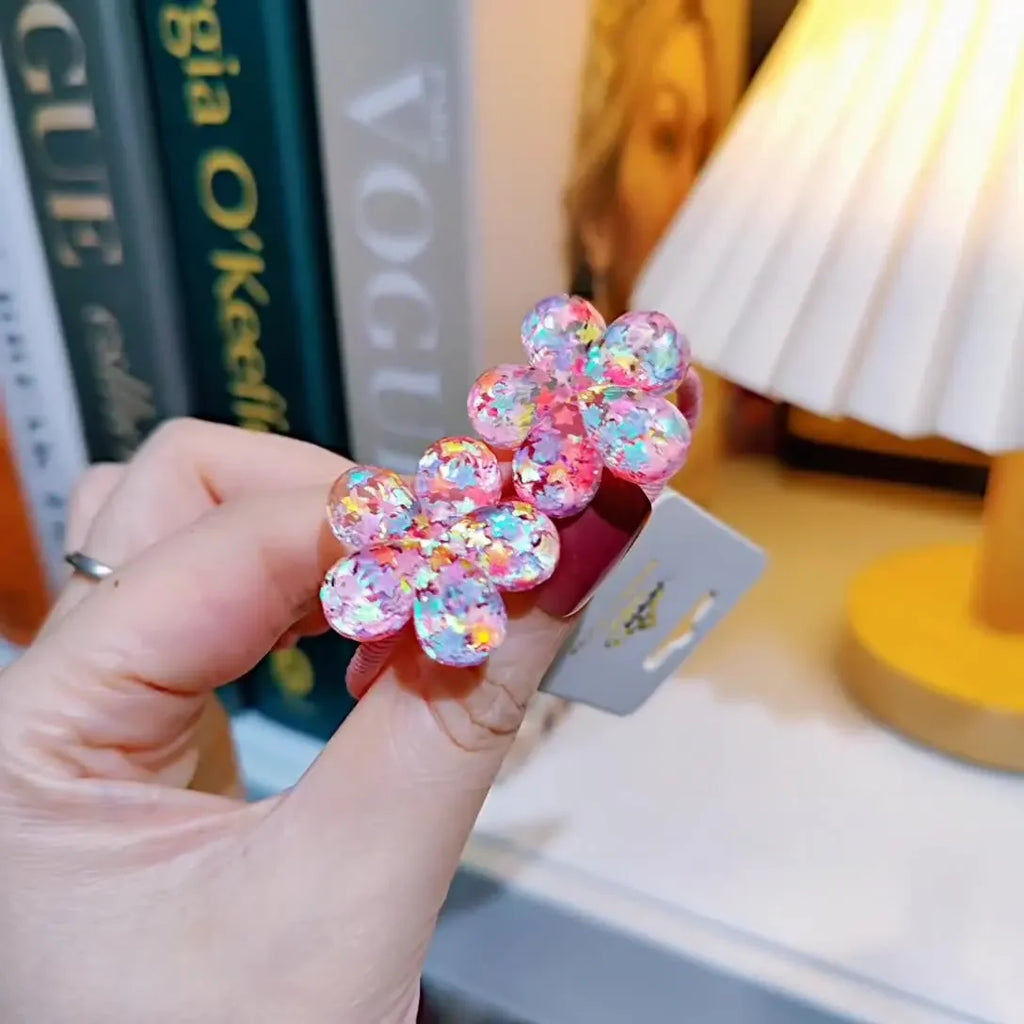 Children Sequins Floral Elastic Hair Bands Rubber Band Hair Tie Princess Kawaii Rope Headwear Girls Kids Hair Accessories