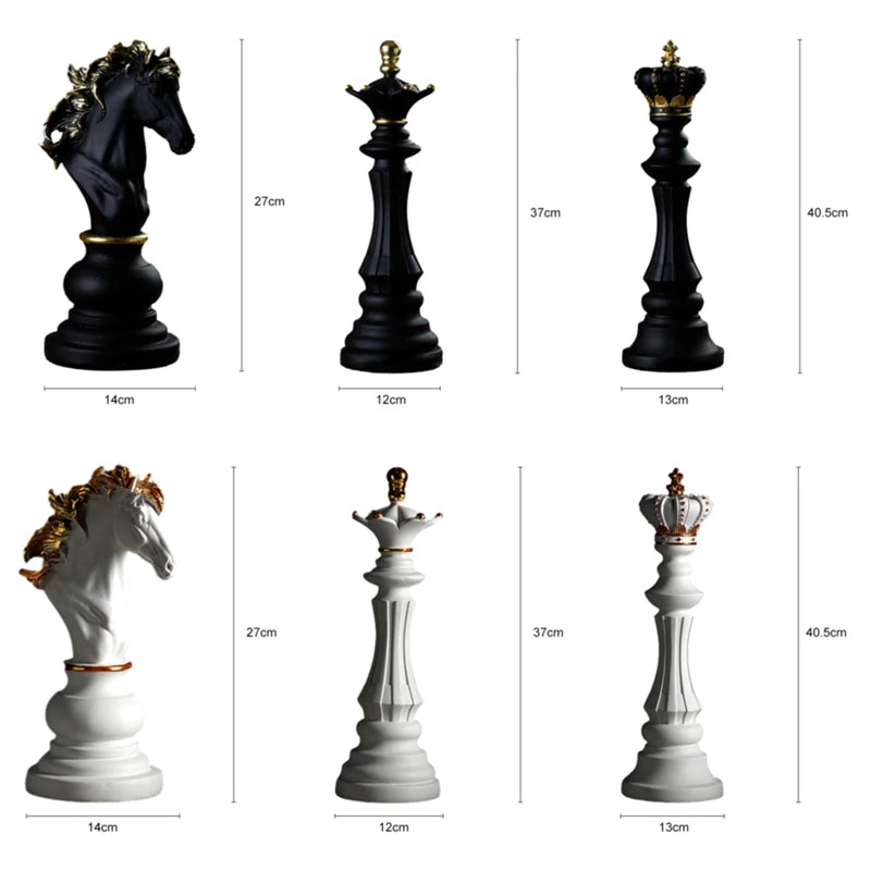 NORTHEUINS Resin Chess Pieces Board Games Accessories Retro Aesthetic Room Decor for Interior Home Decoration Chessmen Sculpture