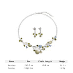 Load image into Gallery viewer, MeiceM Women Necklace Set Jewelry Silver Plated New Designer Leaf Drop Earrings Female Enamel Necklaces Sets for Women Party
