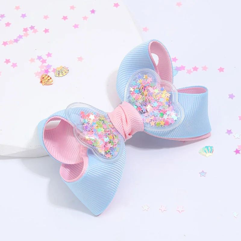 2Pcs Glitter Hairpin For Girls Boutique Ribbon Bowknot Hair Clips Kids Hair Accessories Handmade Sweet Barrettes Headwear