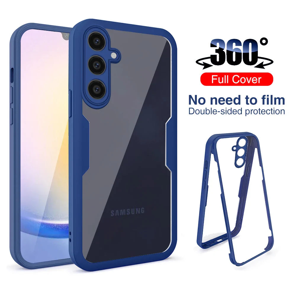 360° Front+Back Full Protection Case For Samsung Galaxy A15 4G 5G Soft Silicone Shockproof Cover For Samsung A25 A35 A55 Fundas