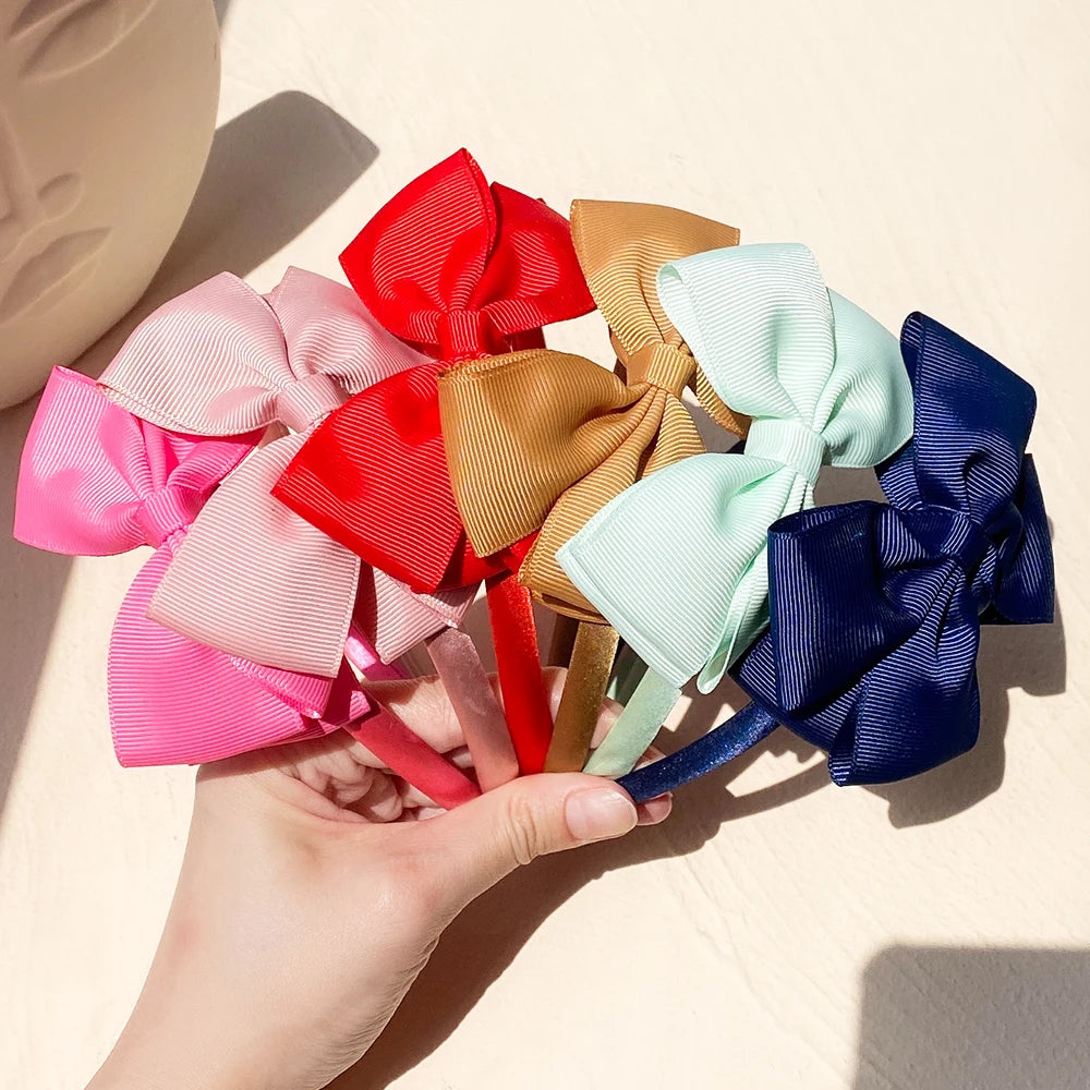 1 Piece Ribbon Handmade Hair Bows Hairbands for Baby Girls 20 Colors Cute Bowknot Solid Headband Headwear Baby Hair Accessories