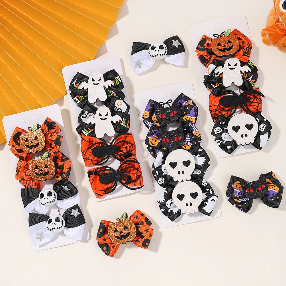 4PCS/Set Halloween Girl Hair Clips Ghost Skull Pumpkin Hairpin Festival Party Funny Baby Hair Accessories for Kid Hairclip Gift