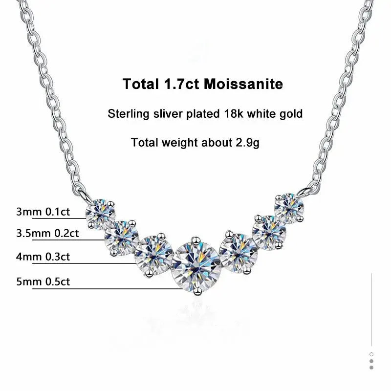 D VVS1 Moissanite Necklace for Woman Wedding Fine Jewelry with Certificates 925 Sterling Sliver Plated 18k White Gold Necklace