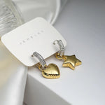 Load image into Gallery viewer, Full Shiny CZ Stone Tiny Hoop Drop Earrings Fashion Star Heart Shape Trendy Gold-color Drop Metal Earrings Evening Jewelry
