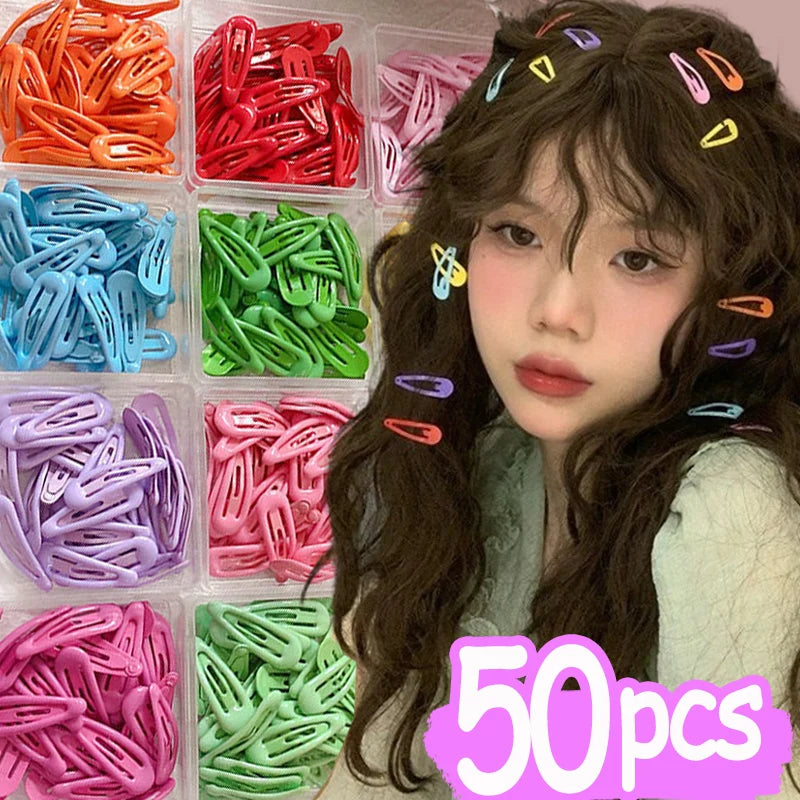 Girls Cute Colorful Waterdrop Shape Hairpins Sweet Hair Clip Kids Barrettes Solid Colors Fashion Bobby Pin Headwear Accessories