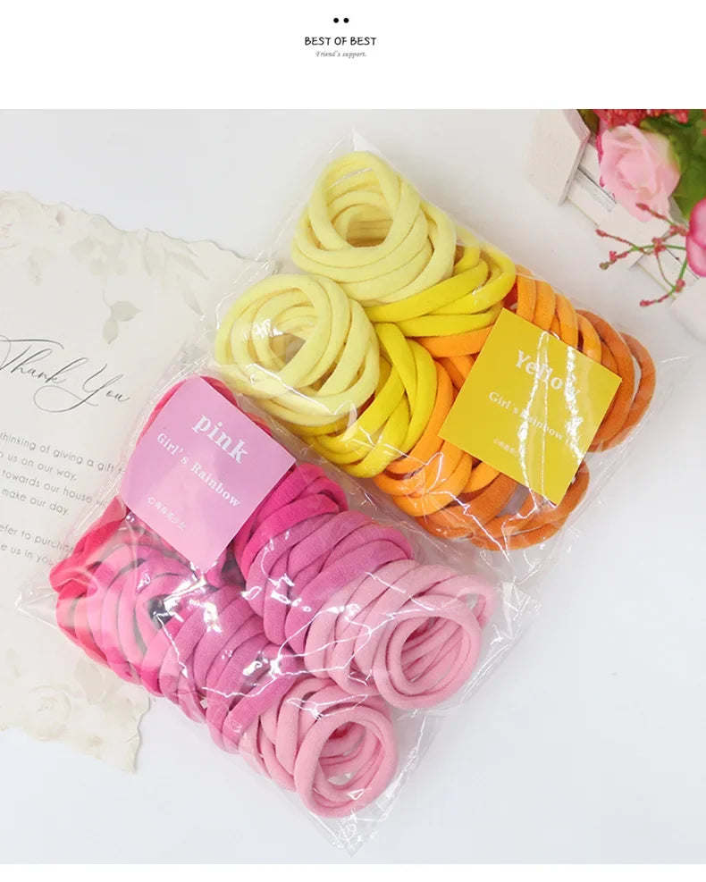 50pcs Elastic Hair Bands Girls Hair Accessories Colorful Women Nylon Headband Kids Ponytail Holder Scrunchie Ornaments Gift