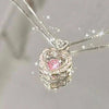 1PC Pink Heart Pendant Necklace for Women Lovers Rhinestione Clavicle Chain Chocker Female Cute Crystal Moonstone Jewlery Gifts