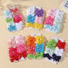 10Pcs/Set Classical Solid Ribbon Bow Hair Clips for Kids Girl Handmade Bows Hairpin Barrettes Headwear Children Hair Accessories