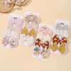 4Pcs/Set Lovely Bowknot Clips Hairpins Baby Girl Fresh Pastoral Style Hairclips Hair Accessories Kids Print Hollow Hairgripe