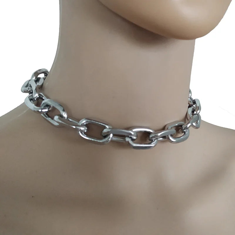 2023 New Punk Gothic Exaggerated Heavy Metal Big Thick Chain Choker Collar Necklace Women Goth Fashion Night Club Jewelry