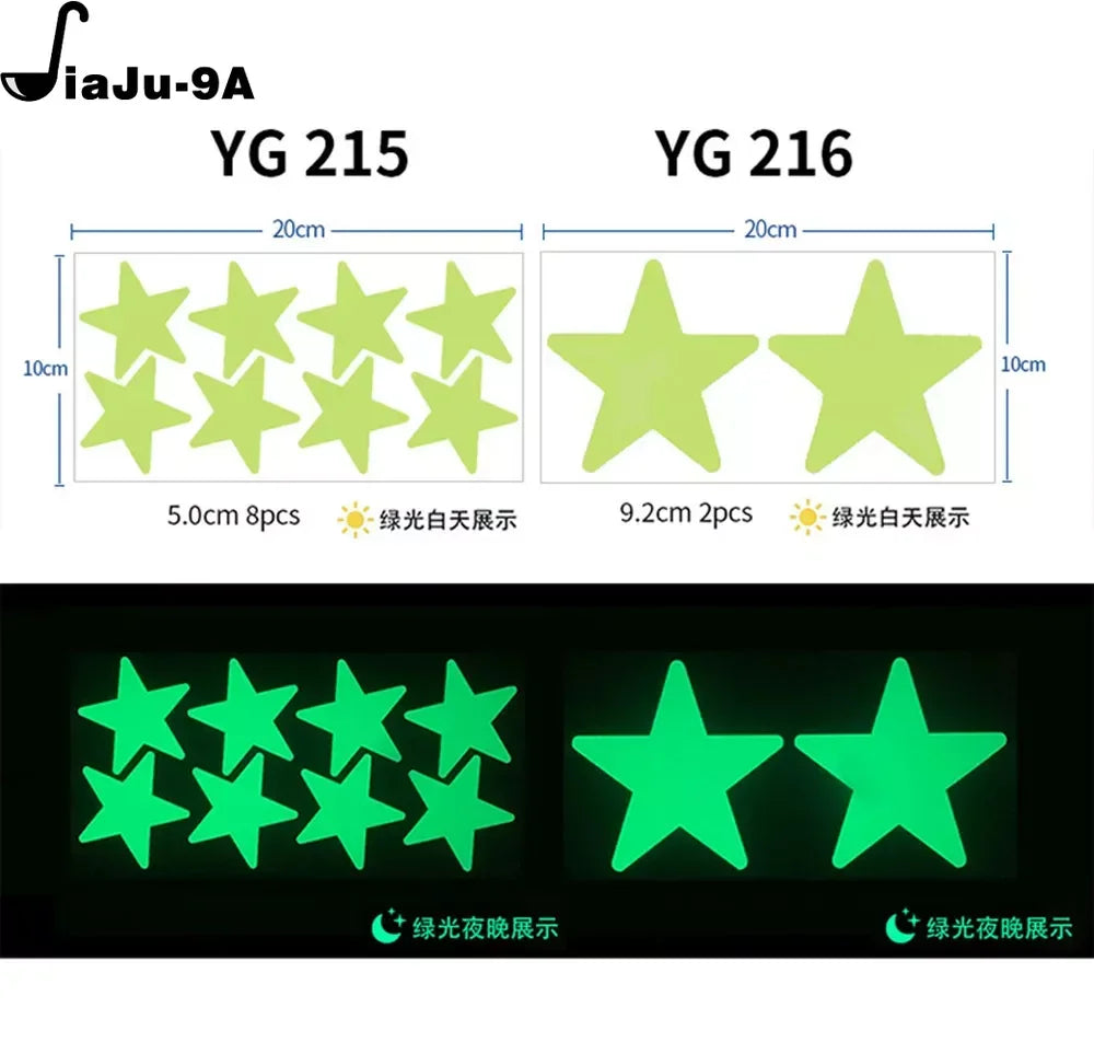 Green Star Luminous Stickers Children's Bedroom Wall Fluorescent Stickers Home Decoration DIY Self-adhesive Dot Stickers