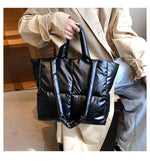 Load image into Gallery viewer, Large Capacity Winter Woman Down Cotton Fluffy Shopping Shoulder Side Bag Purses Waterproof Puffy Tote Padded Handbags For Women
