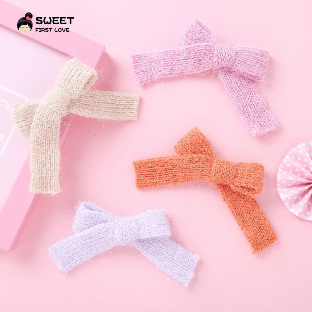 Wool Knit Hair Bows Cute Hairpins Girls BB Clips Sweet Hair Clips Barrettes Solid Clip Kids Headwear Fashion Hair Accessories