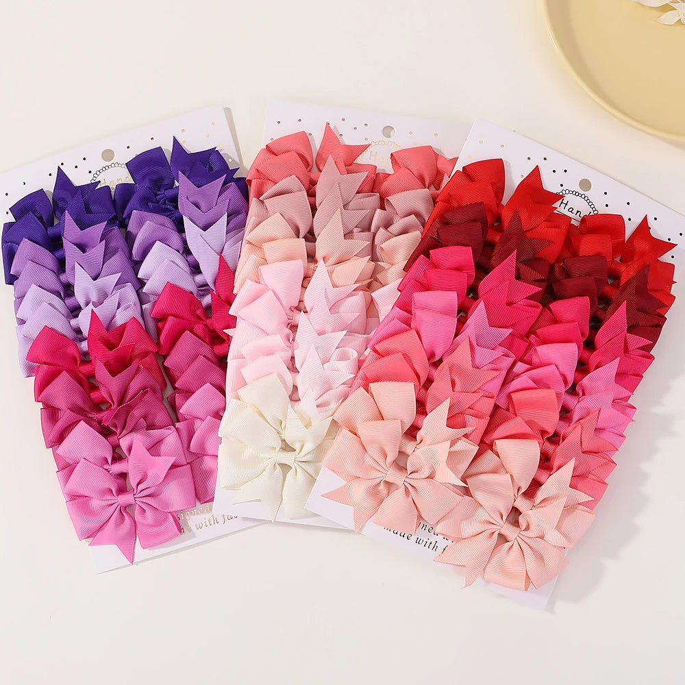 24Pcs/Set Solid Hair Bows Hair Clips Barrettes Headwear Colorful Cute Hairpins Boutique Bowknot Headwear  Kids Hair Accessories