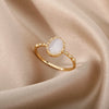 White Opal Rings For Women Lover Gold Color Stainless Steel Female Engagement Wedding Ring Jewelry Birthday Gift 2024 Trend