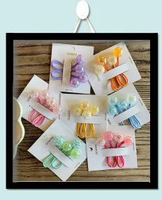 2PCS Cute Star Flower Grape Cartoon Princess Headwear Kids Elastic Hair Bands Baby Headdress Children Ropes Girls Accessories