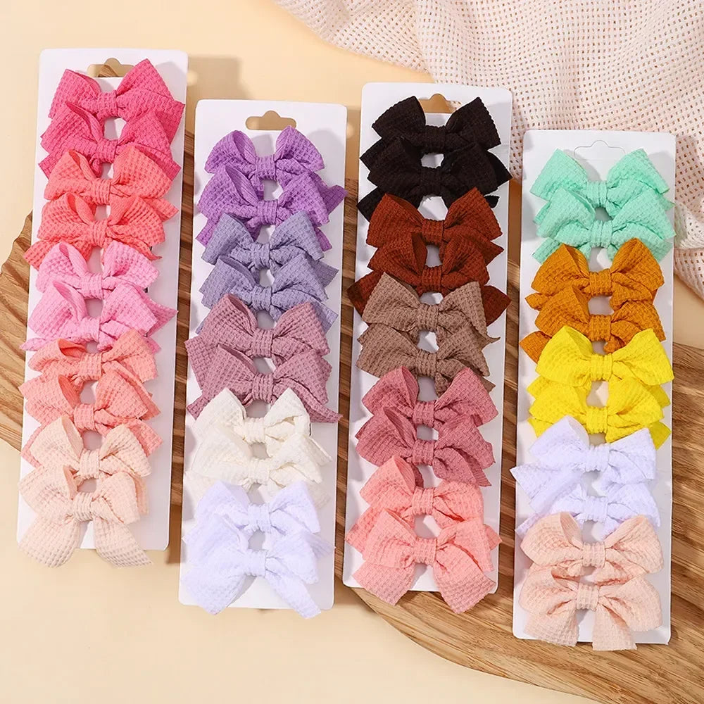 10Pcs/lot Solid Color Ribbon Baby Bows Hair Clips for Baby Girls Handmade Bowknot Hairpin MiNi Barrettes Kids Hair Accessories