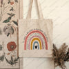 1 Pc It Takes A Big Heart To Shape Little Minds Rainbow Pattern Tote Bag Canvas Shoulder Bag Women's Reusable Shopping Bag