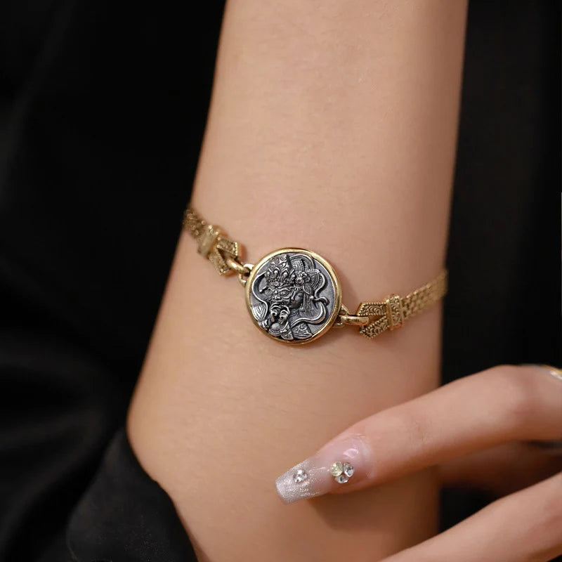 Foxanry Silver Color Portrait Pattern Bracelet For Women Couple Trendy Vintage Ethnic Creative Personality Birthday Jewelry Gift