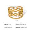 WILD & FREE Hollow Flower Stainless Steel Rings for Women Chic Index Finger Adjustable Ring Trendy Waterproof Jewelry