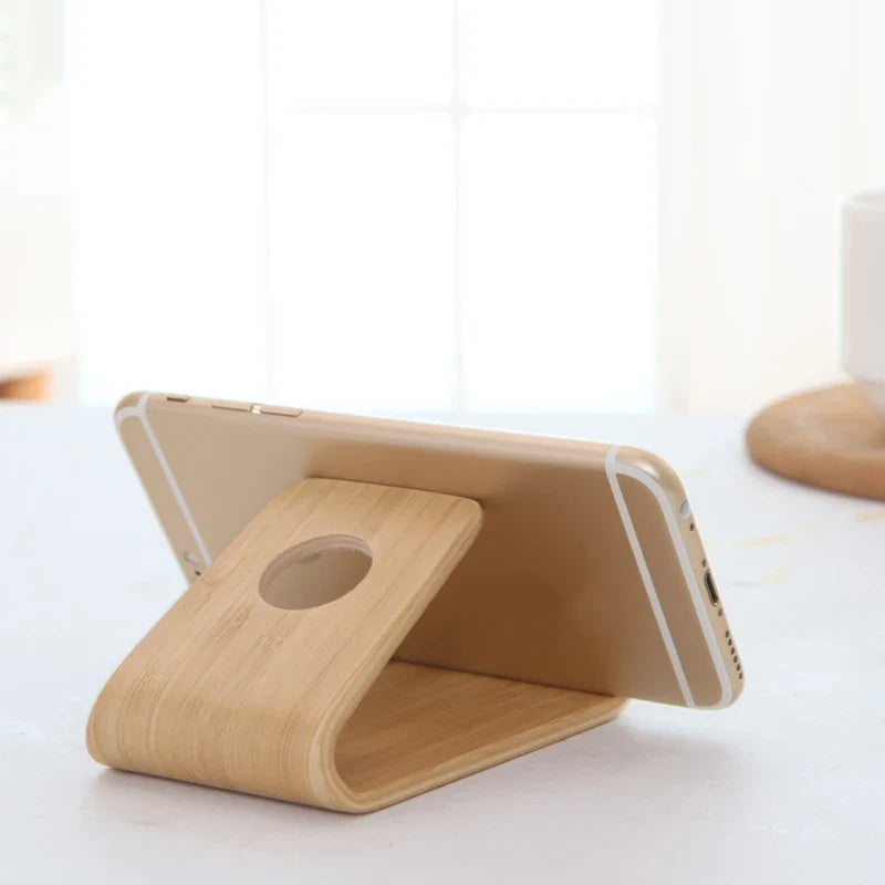 Creative Solid Wood Phone Holder Universal Mobile Desktop Stand Multifunction Tablet Stand Charging Stand Wooden Base