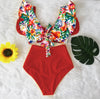 Sexy Bikinis 2024 New Double Shoulder Ruffle Bikini Set High Waist Swimwear Women Swimsuit V-Neck Bathing Suit Beach Wear Swim