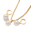 Elegant White Pearl Pendant Necklace Box Chain Choker for Women Fashion Luxury Classic Ball Pearl Earrings Sets Wedding Jewelry