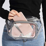 Load image into Gallery viewer, Women Pvc Waist Belt Bag Fanny Pack Hip Bum Bag Clear Transparent Chest Pouch Bag Beach Travel Banana Hip Zipper Running Bag
