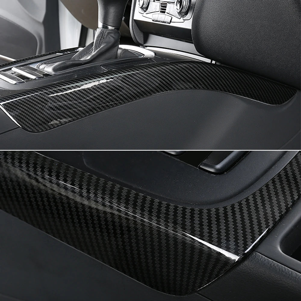 For  Audi A4 B8 A5 2009-2016 Carbon Fiber Look Center Interior Console Gear Shift Frame Decoration Cover Trim Car Accessories